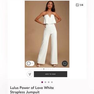 Lulu's Cream Strapless Jumpsuit